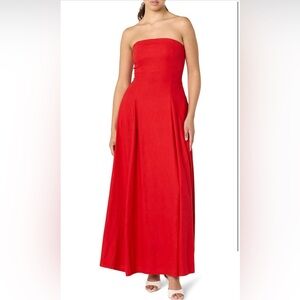 Strapless linen blend maxi